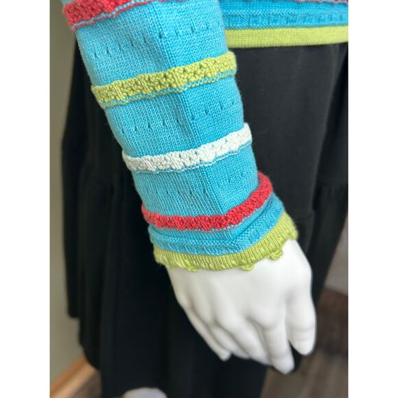 Micmac Paris Vintage Cotton Cardigan Sweater Aqua Stripes Size EU 90 / US 6 - Picture 6 of 9